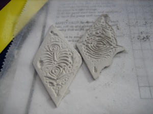 Third Eye metal clay earrings2